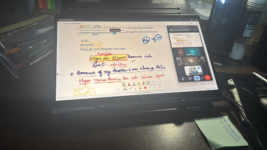 Live Digital Whiteboard German Grammar Session